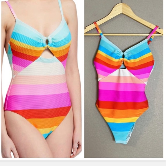 Trina Turk Other - Trina Turk 25th Anniversary One-piece Ribbed Sunrise Stripe Swimsuit